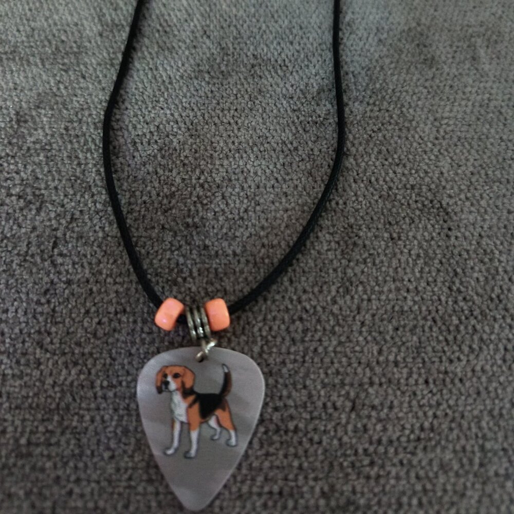 women's BEAGLE DOG BREED GUITAR PICK NECKLACE